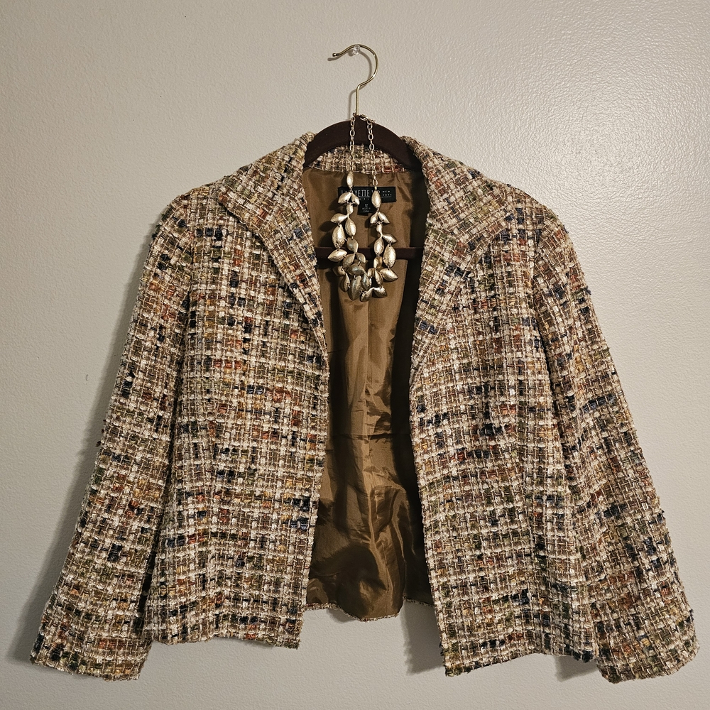 Lafayette 148 New York Multicolor Tweed Blazer Sz 12